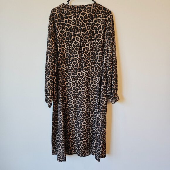 Michael Kors 3X Leopard Print Midi Dress Long Sleeve Loose Fit - Picture 5 of 6